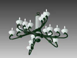 Green metal chandelier 3d model preview