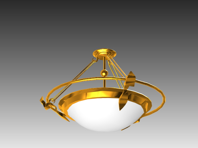 Gold pendant lamp 3d rendering