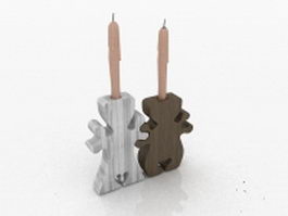 Wood candle holders 3d model preview
