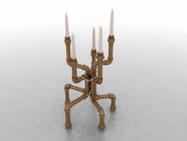 Brass pipe candlestick 3d preview