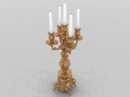 Antique gold candlestick 3d model preview