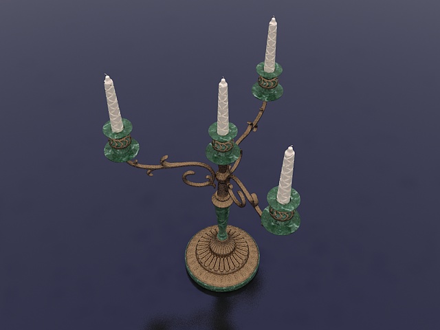 Antique metal candle holder 3d rendering