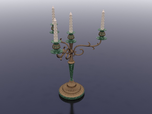 Antique metal candle holder 3d rendering