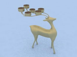 Golden deer candle holder 3d model preview