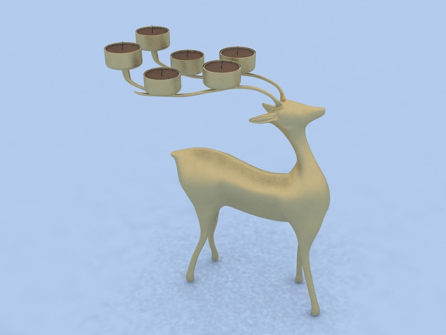 Golden deer candle holder 3d rendering