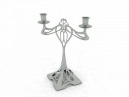 Silver candlestick holder 3d model preview