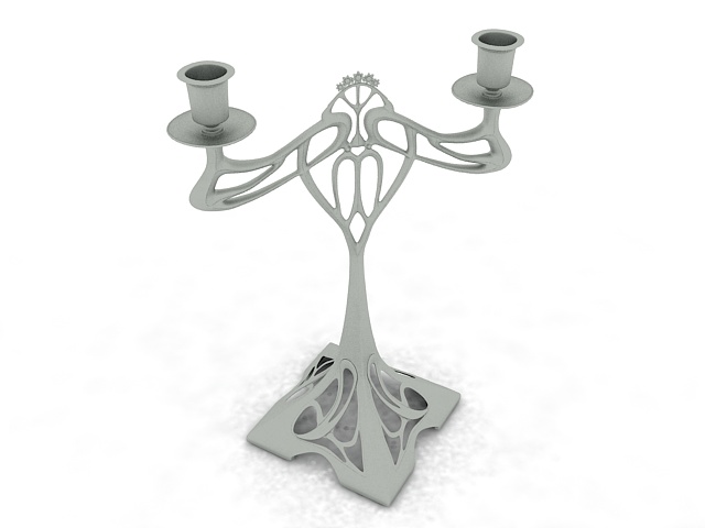 Silver candlestick holder 3d rendering