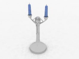 Silver pillar candle holder 3d model preview