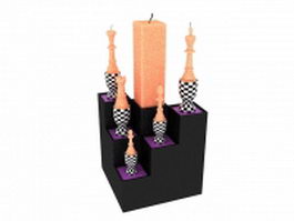 Tri-step candle holder stand 3d model preview