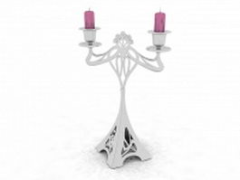 Silver tower candle holder 3d model preview