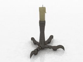 Antique claw candle holder 3d model preview
