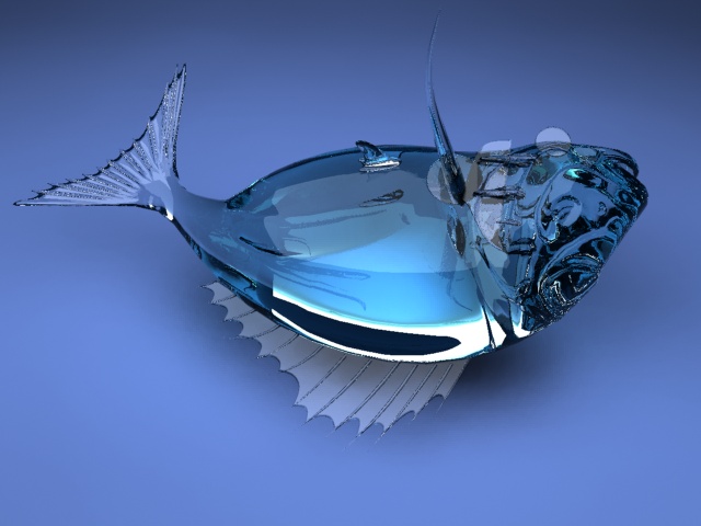 Crystal fish 3d rendering