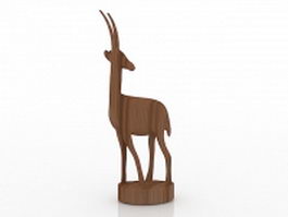 Wood carved deer 3d model preview