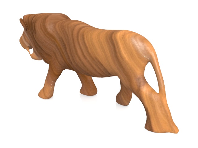 Wood carving lion 3d rendering