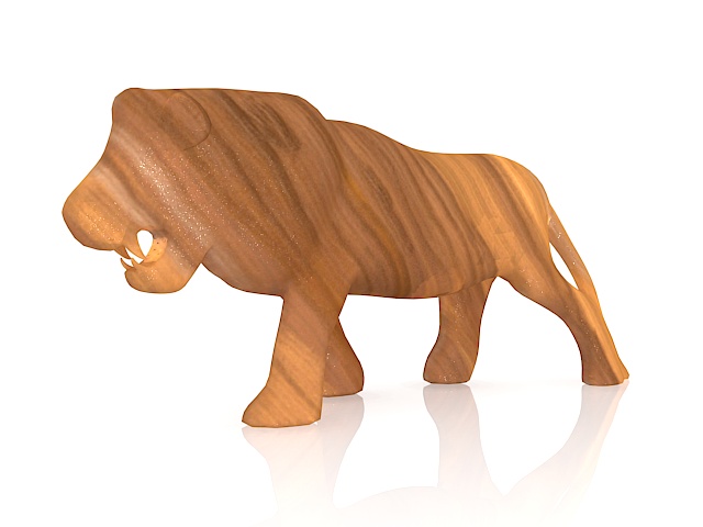 Wood carving lion 3d rendering