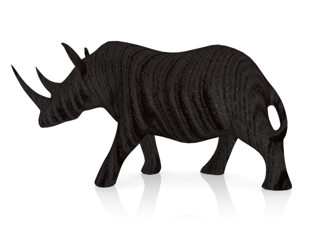 Black rhino wood carving 3d rendering