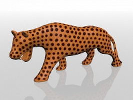 Carved wood leopard 3d model preview