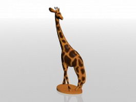 Wood giraffe sculpture 3d model preview