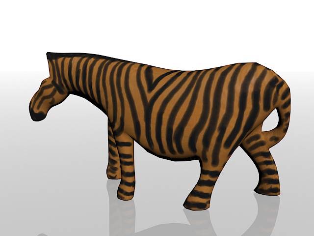 Wooden zebra statue 3d rendering