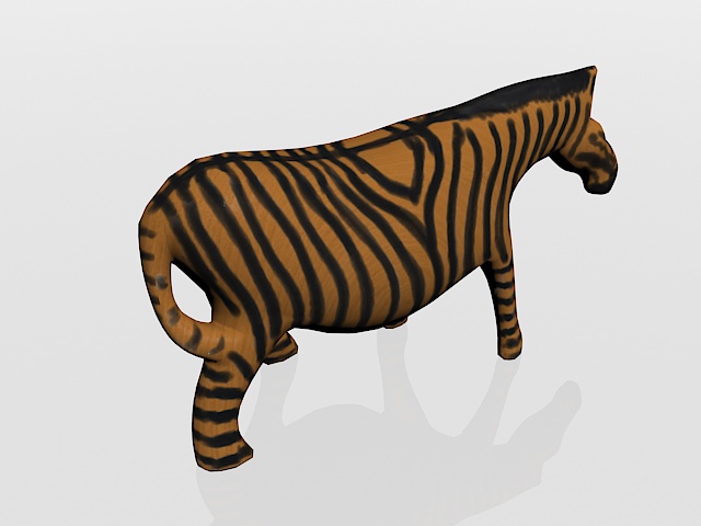 Wooden zebra statue 3d rendering
