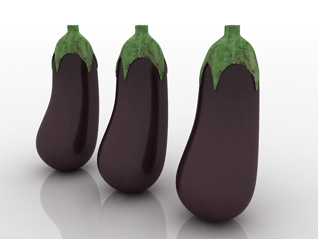 Purple eggplants 3d rendering