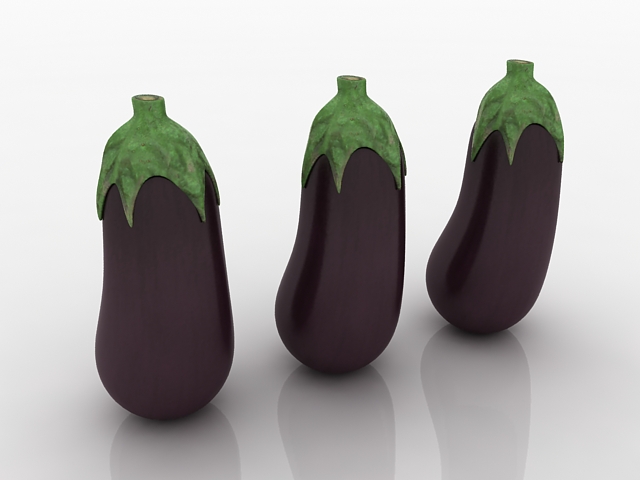 Purple eggplants 3d rendering