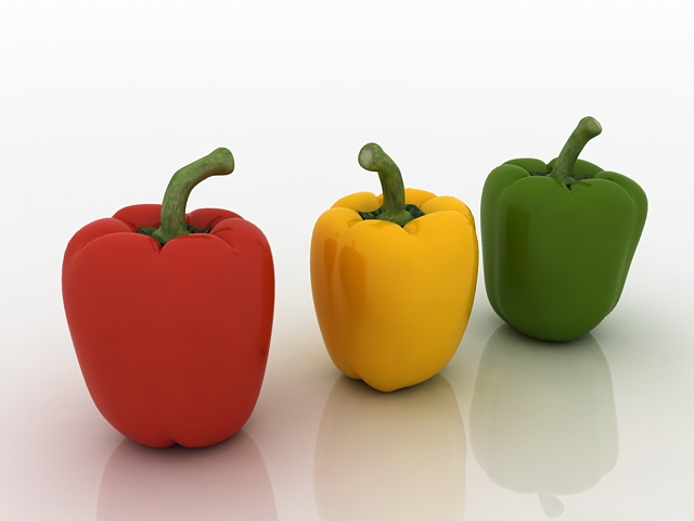 Bell peppers 3d rendering