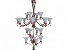 4 Tier chandelier lighting 3d model preview