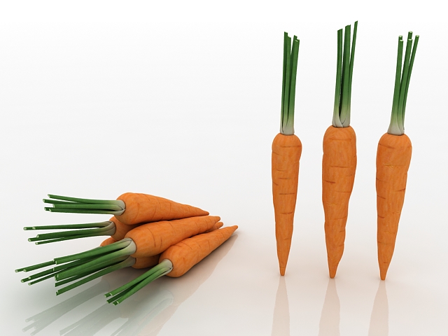 Domestic carrots 3d rendering
