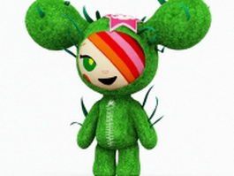 Green cartoon doll 3d model preview