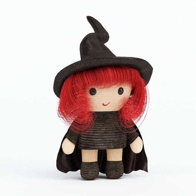 Little witch doll 3d rendering