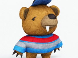 Stuffed toy monster bear 3d model preview