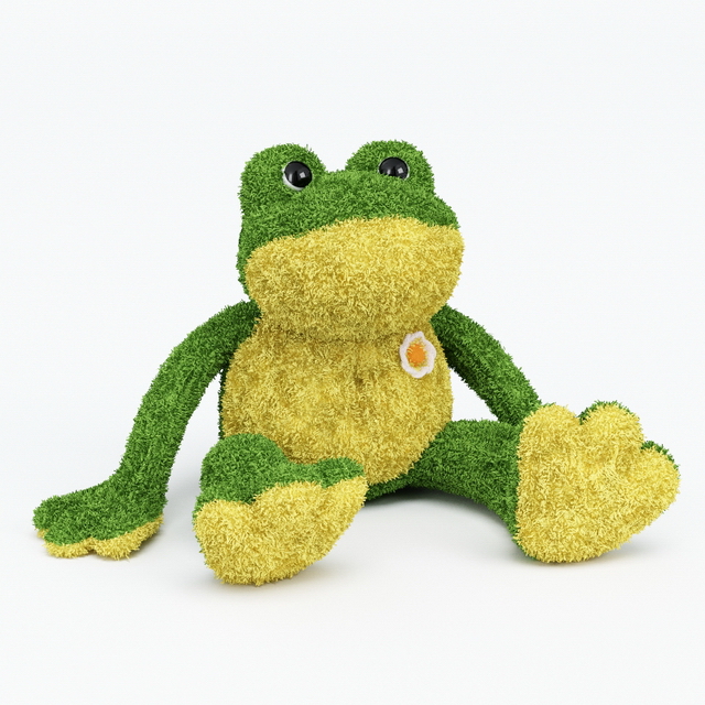 Plush frog toy 3d rendering