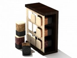 Spice jars and rack 3d model preview