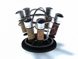 6 jar spice rack 3d model preview