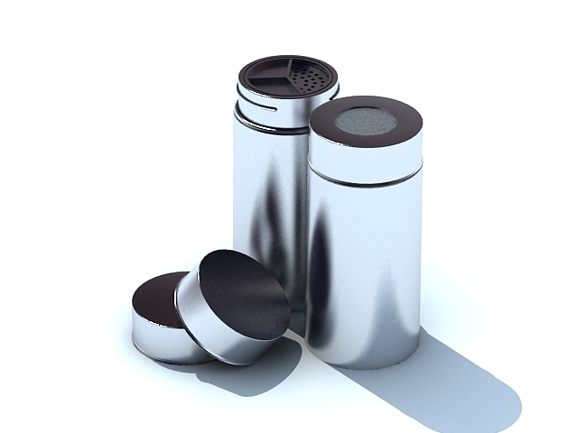 Stainless steel spice bottle 3d rendering