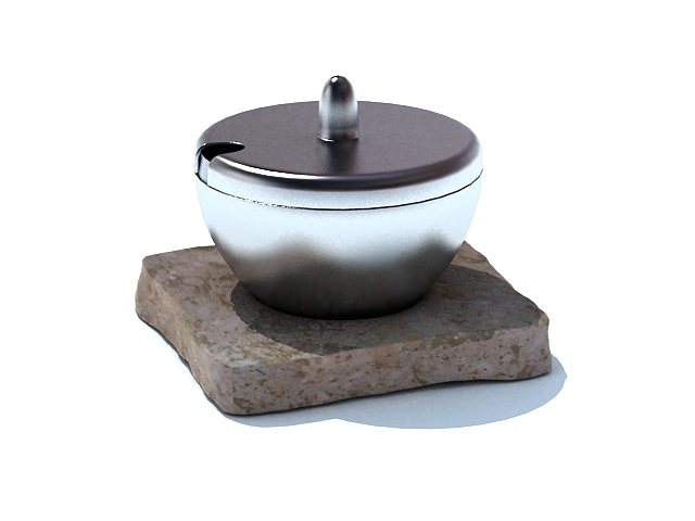 Sugar jar with tray 3d rendering