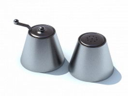 Stainless steel seasoning jars 3d model preview