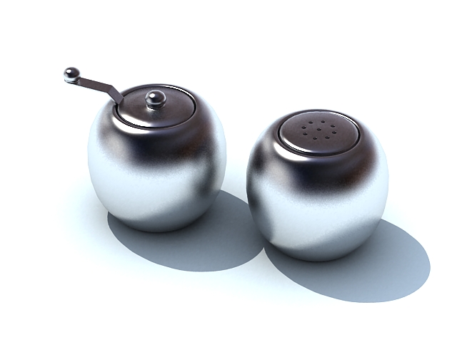 Stainless steel spice jars 3d rendering