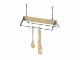 Hanging cooking utensils rack 3d model preview
