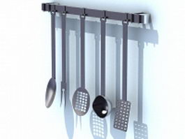 Kitchen utensils rack 3d model preview