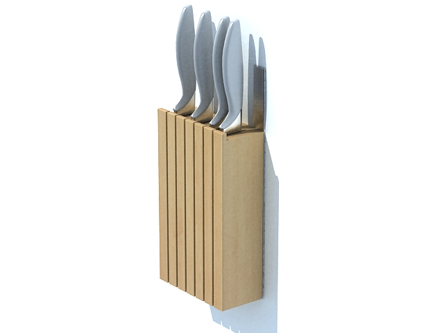 Wooden knife holder 3d rendering