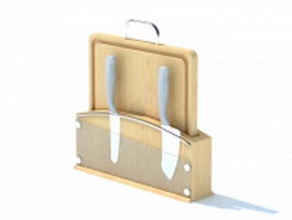 Cutting board and knife holder 3d model preview