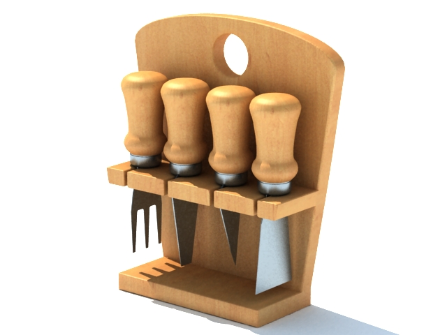 Wooden utensil holder 3d rendering