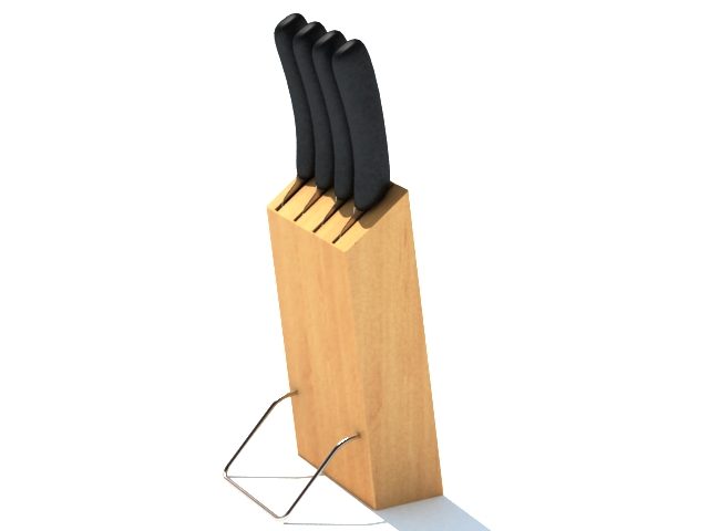 Wood knife holder stand 3d rendering
