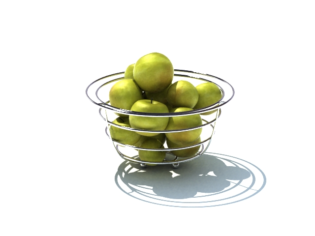Wire fruit bowl 3d rendering
