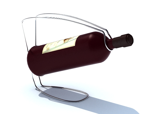Wire wine bottle holder 3d rendering