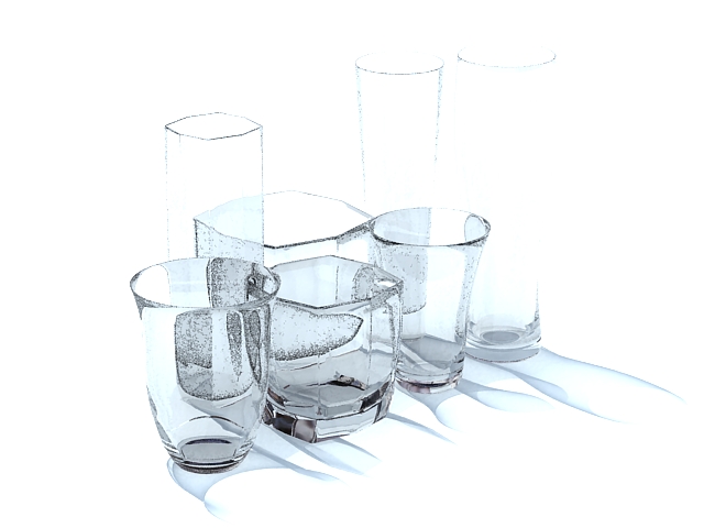 Glass collections 3d rendering