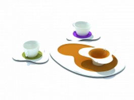 Coffee and tea cup sets 3d model preview