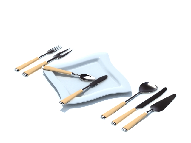 Cutlery sets 3d rendering